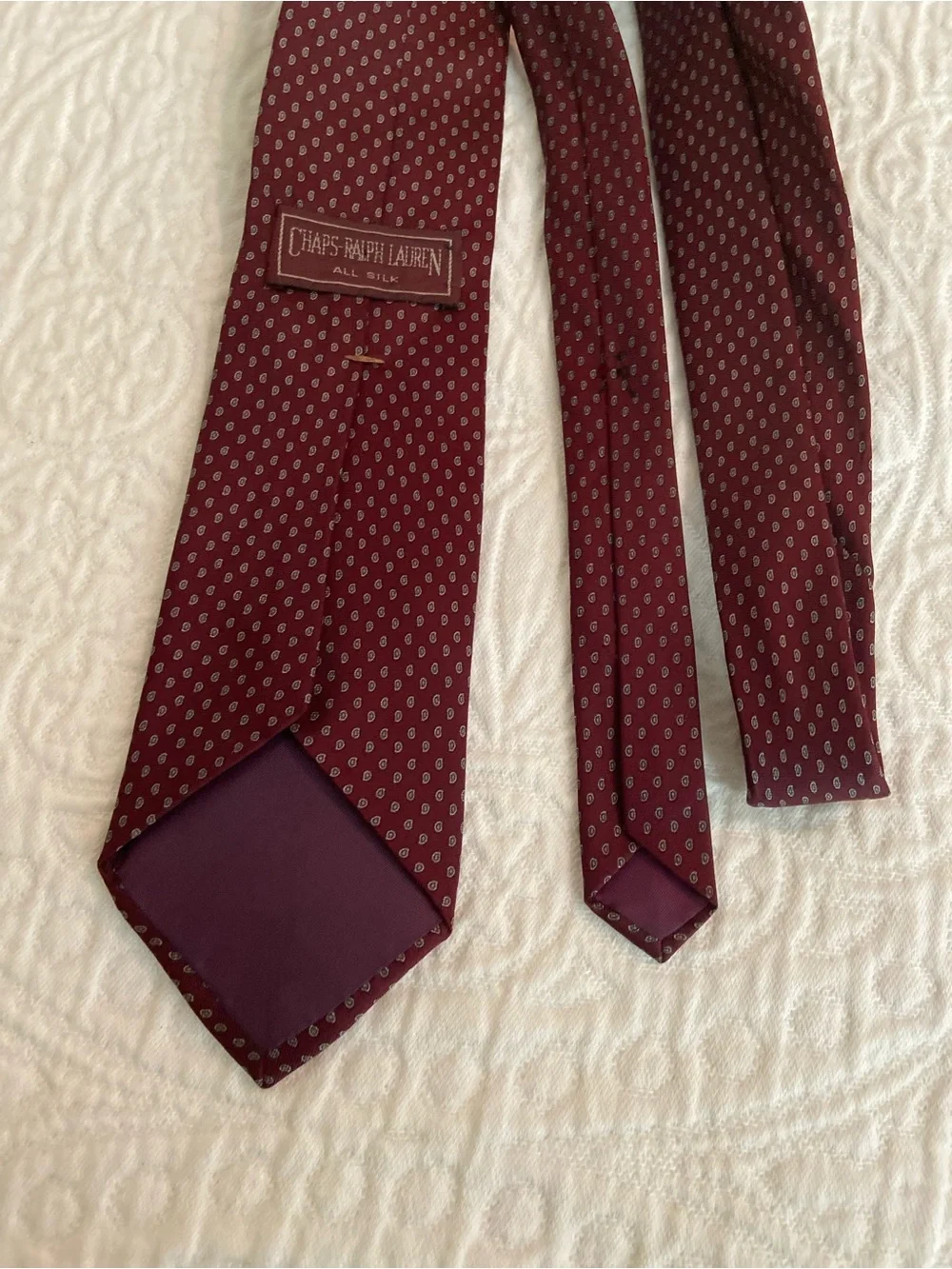 Vintage Chaps Ralph Lauren 100% Silk Burgundy Paisley Print Neck Tie Men’s Class